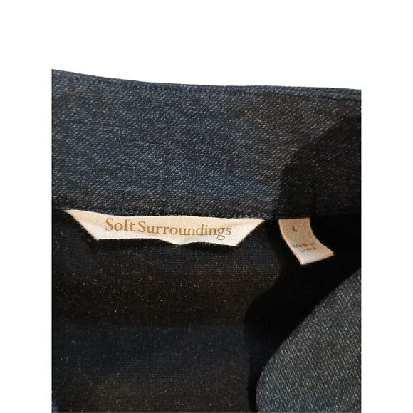 SOFT SURROUNDINGS Women’s Large Pleated Button Jacket Navy Blue 2EA76 - Picture 5 of 6